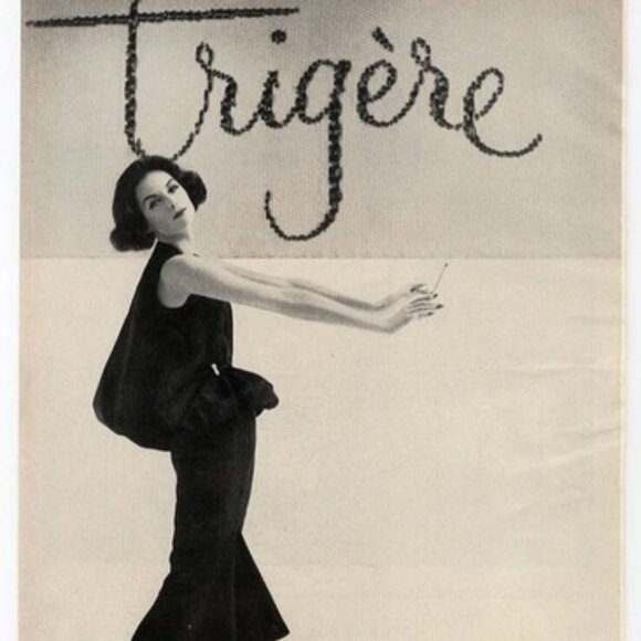 Rare Vintage 50s Pauline Trigère Wool crepe black couture LBD Cocktail dress M 8 - Picture 16 of 16